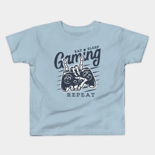 Eat Sleep Gaming Repeat skull Old School Gamer console Kids T-Shirt